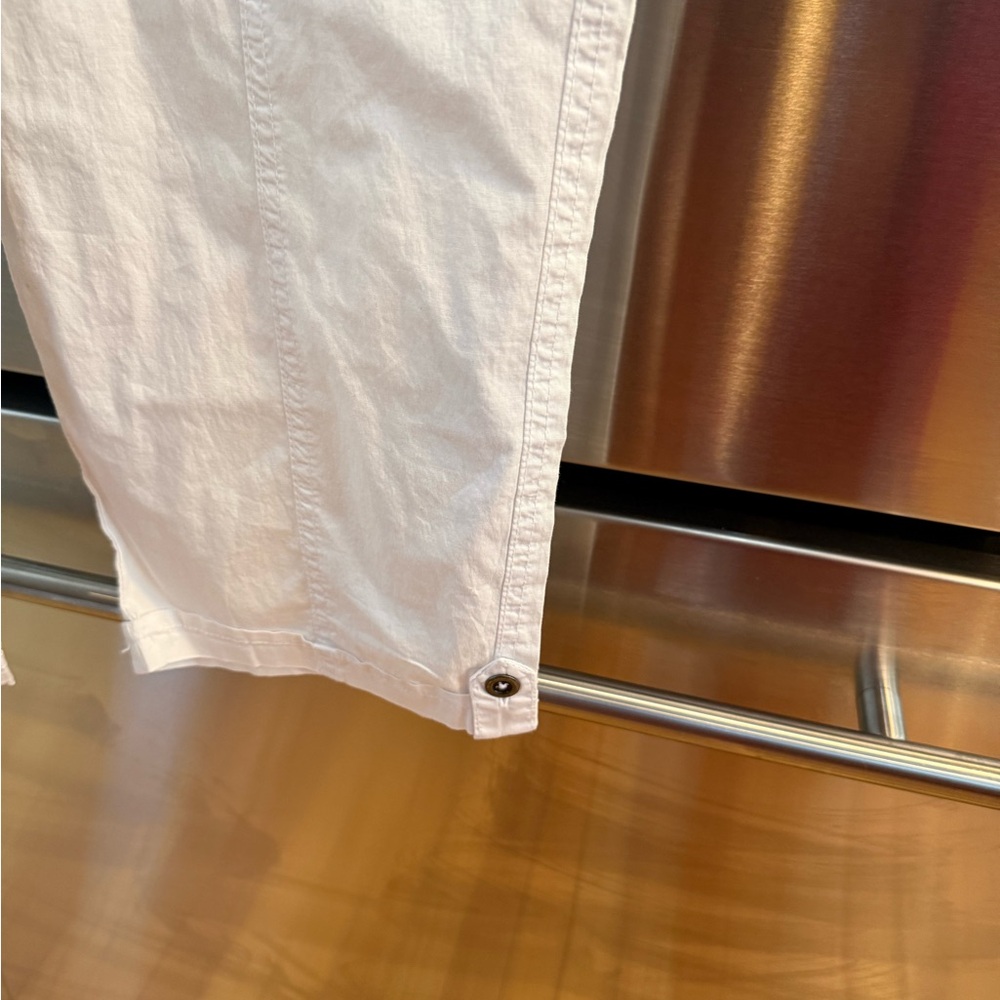 White Cargo Pants with Drawstring Waist - Picture 4 of 8
